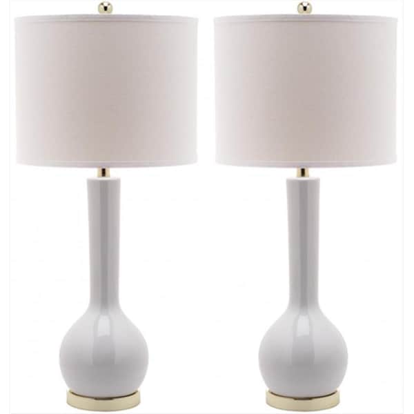 Safavieh Mae Long Neck Ceramic Table Lamp- White, 2PK LIT4091A-SET2 - main